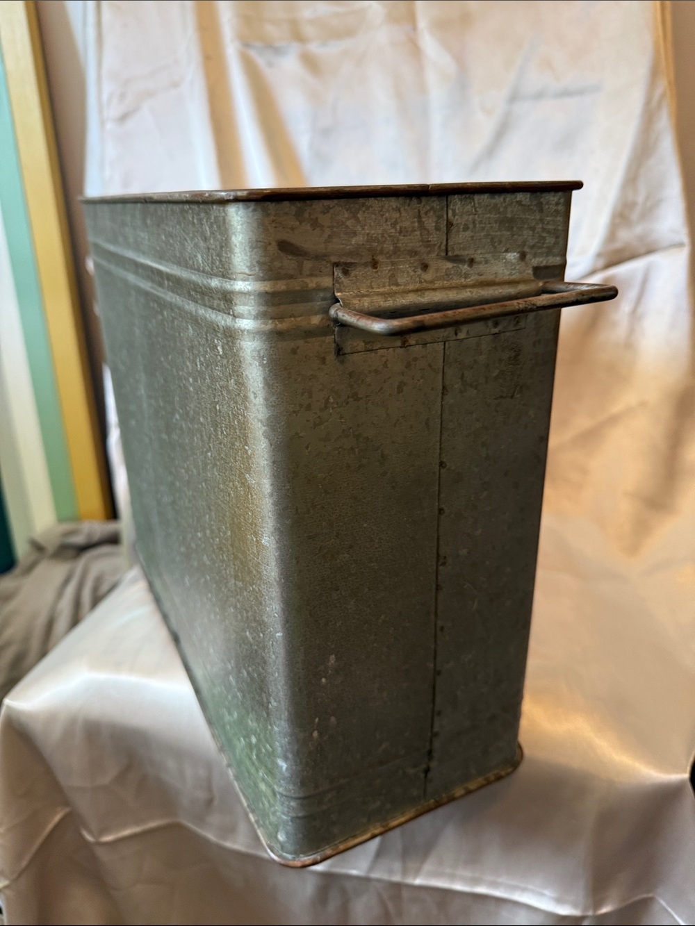 Galvanized Metal Storage Tub with handles - Rustic Industrial Look - Picture 2 of 5
